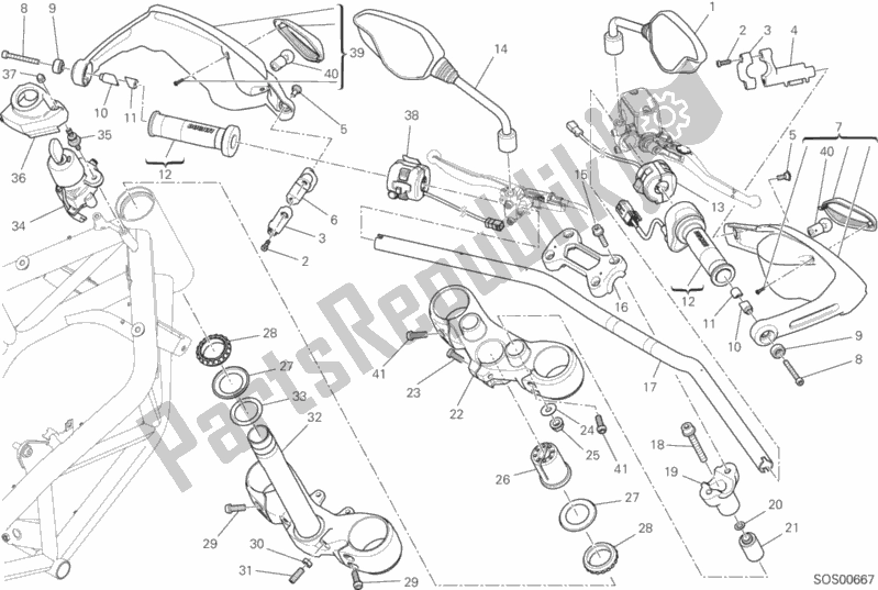 Alle onderdelen voor de Stuur En Bedieningselementen van de Ducati Hypermotard Brasil 821 2015